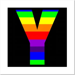 The Letter Y in Rainbow Stripes Posters and Art